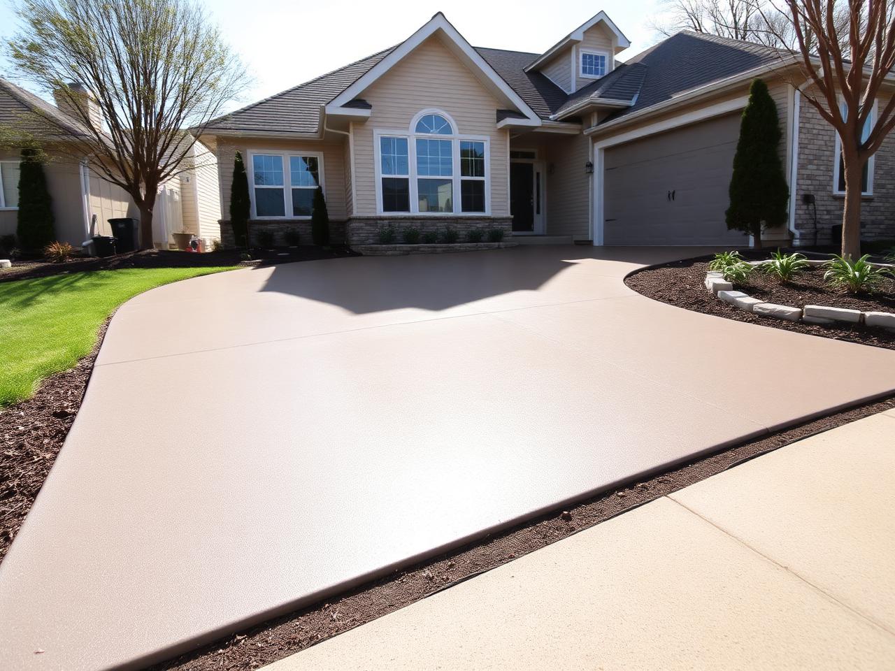 Representative photo of a newly poured concrete driveway — placeholder imagery, not an Artisan Roofing Inc project