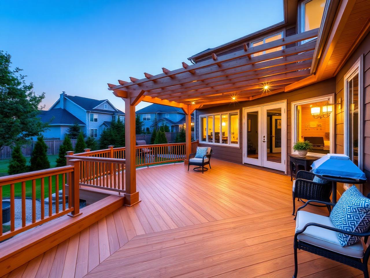 Representative photo of a custom deck with a pergola — placeholder imagery, not an Artisan Roofing Inc project