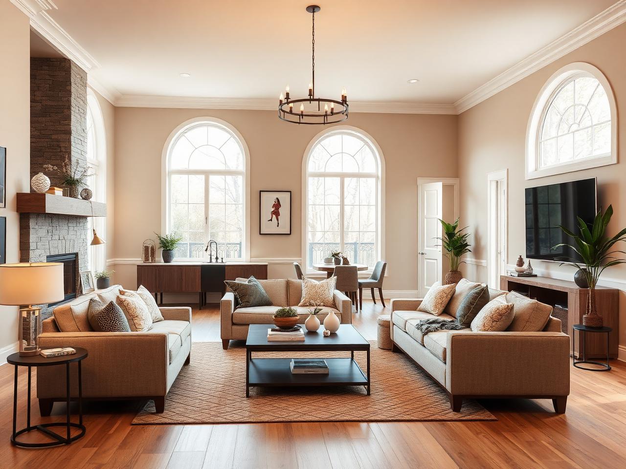 Representative photo of a remodeled open-concept living space — placeholder imagery, not an Artisan Roofing Inc project